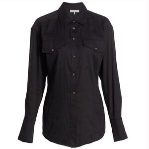 Frame Denim Arie Linen Blend Shirt in Noir